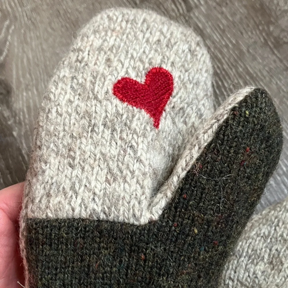 embroidered wool mittens
